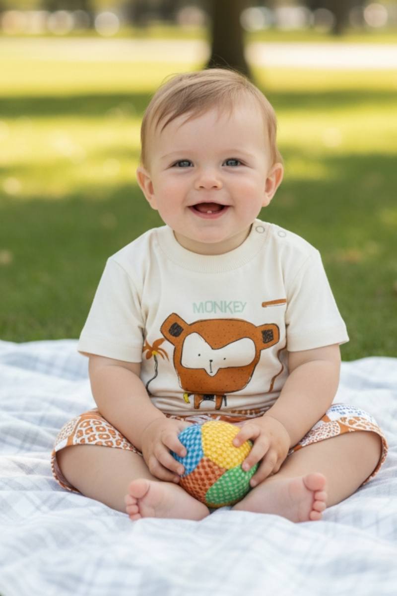 Σετ 3 τεμ. μπλούζα με παντελόνι και σορτς 100%cotton 8820