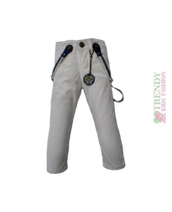 Παντελόνι υφασμάτινο με τιράντες Ice λευκο 20200