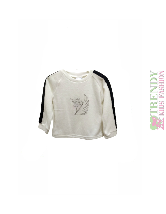 Μπλούζα πλεκτη εκρού μακρυμάνικη "Small Unicorn"