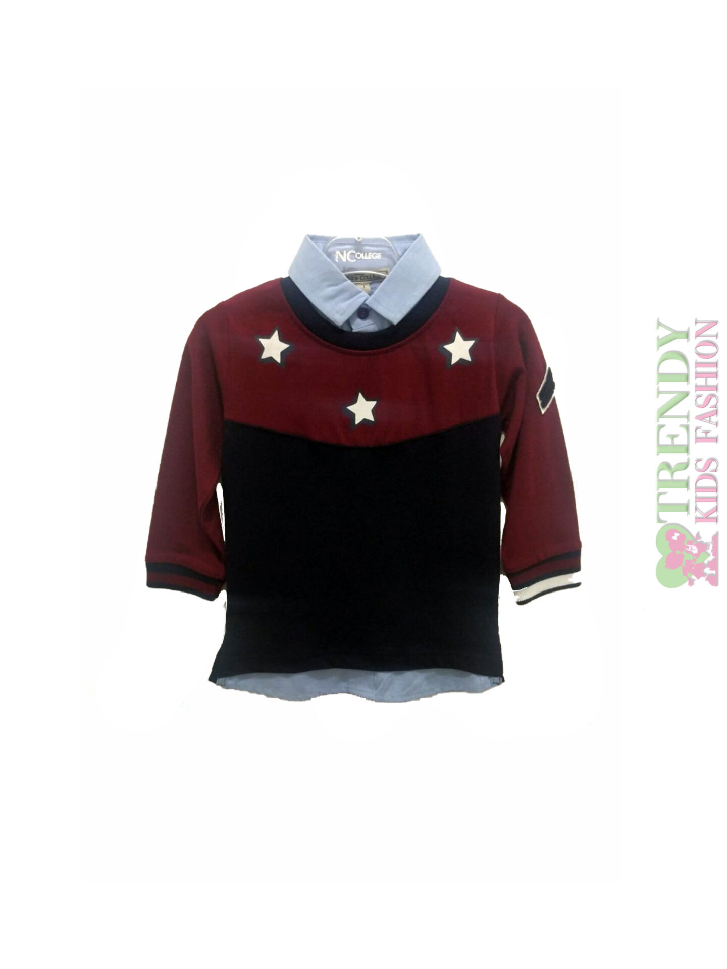 Μπλούζα δίχρωμη με γιακά