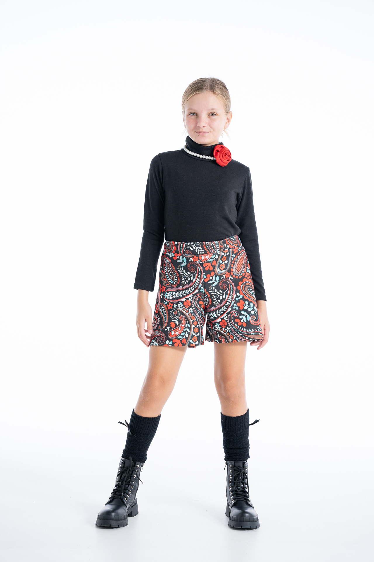 Σορτς εμπριμέ κόκκινο χρώμα