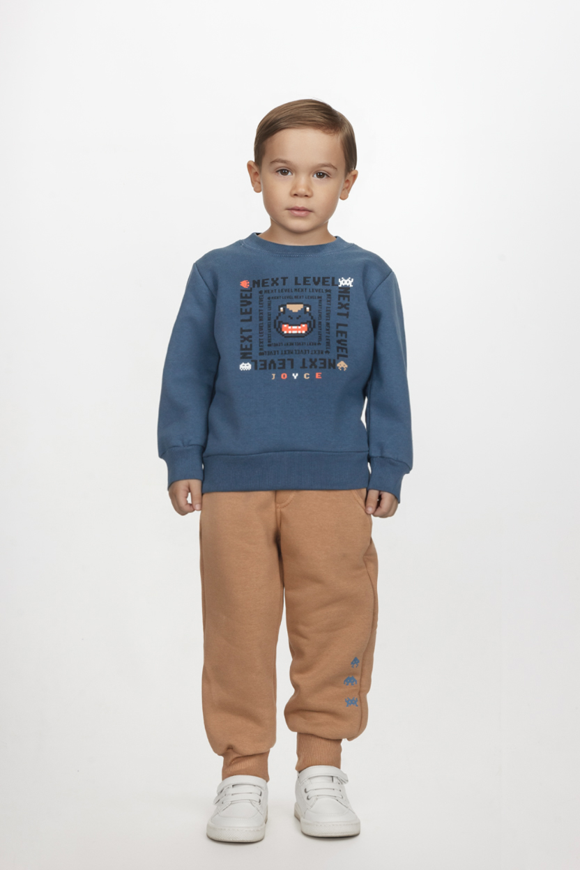 Φόρμα φούτερ Next Level μπλε-γκρι