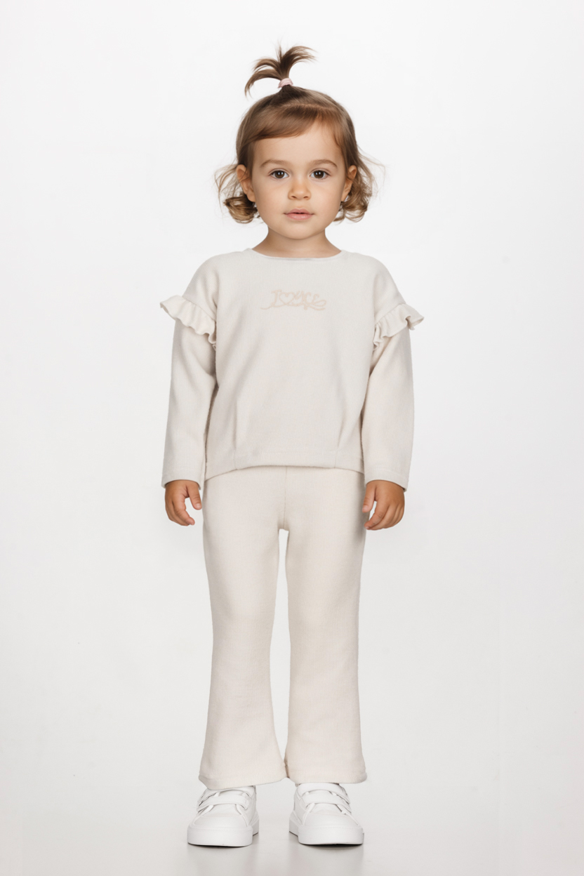 Σετ με παντελόνι καμπάνα Εκρού 2561151