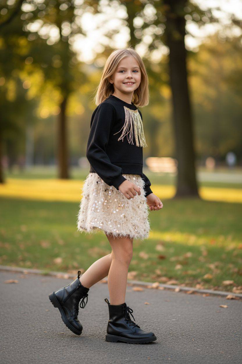 Σετ πλεκτοί μπλούζα με φούστα