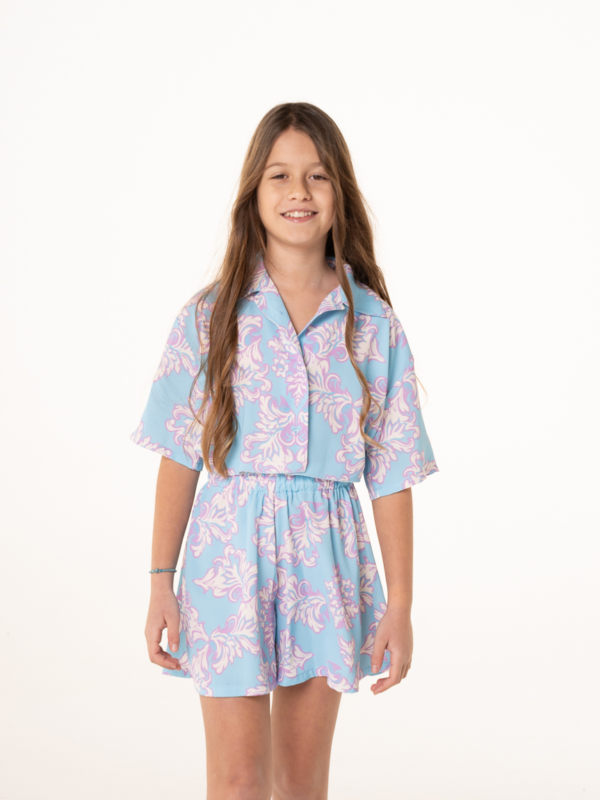  Σορτς  φλοραλ γαλάζιο